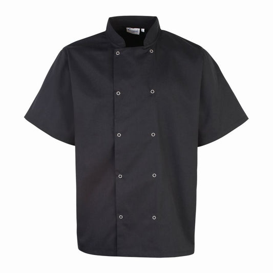 Premier Unisex Short Sleeve Stud Front Chef's Jacket
